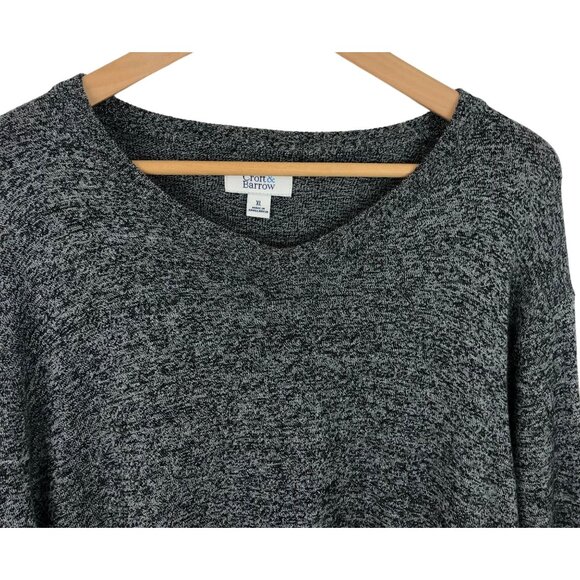 Croft & Barrow Mens Size XL Black/White Flecked V Neck Lightweight Sweater - Picture 3 of 9